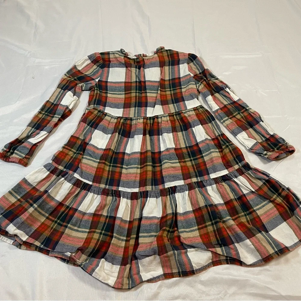 Crewcuts J Crew Girls Plaid Tiered Dress Size 8 Multi Color Cotton Ruffle Collar